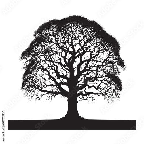 Lombardy London plane tree Vector - Minimalist Tree Silhouette - Tree Design - Tree Artwork.