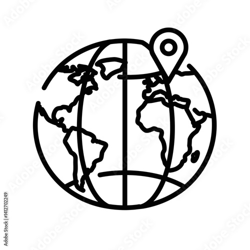 Conceptual globe illustration with location pin design  