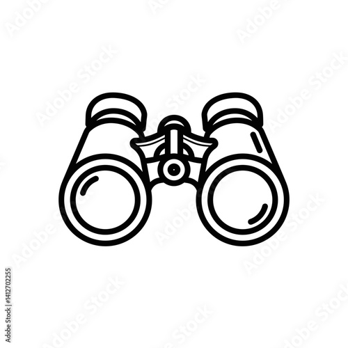 Binoculars illustration in minimalist style with black outline  