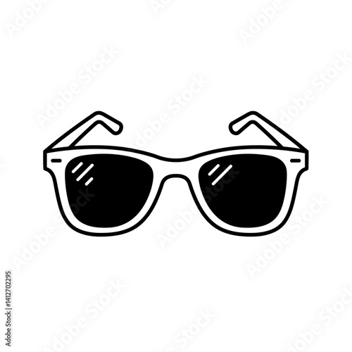 Sunglasses icon in black and white style, minimalist design  