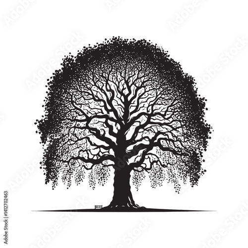 Lombardy London plane tree Vector - Minimalist Tree Silhouette - Tree Design - Tree Artwork.
