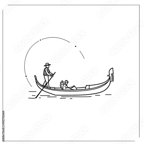 Venetian gondola with gondolier and passenger