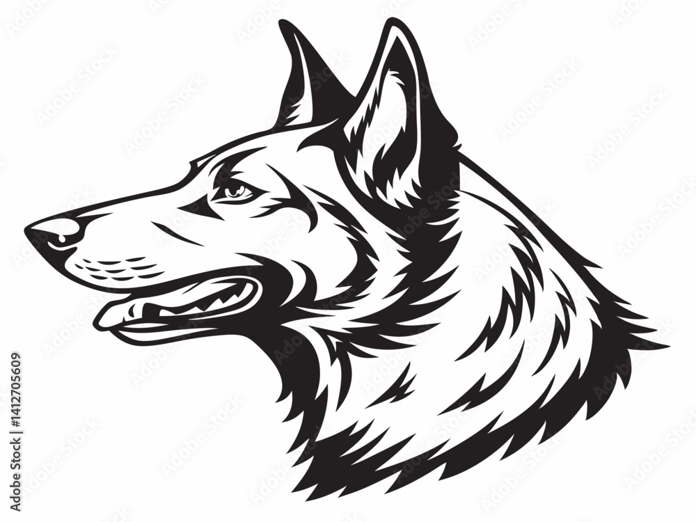 Fototapeta premium Husky Dog Head Logo Vector – Bold Arctic Canine Illustration