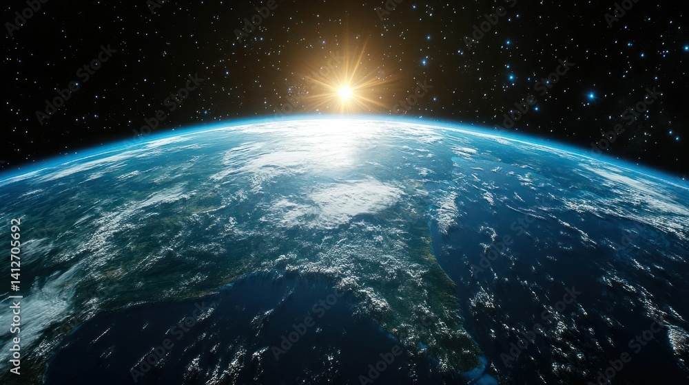 Obraz premium Earth from space, sunrise