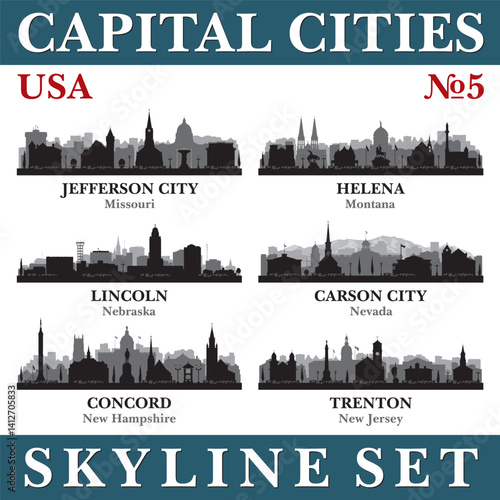 Capital cities skyline set. USA. Part 5