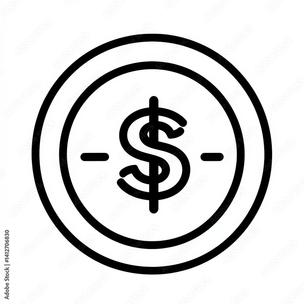 Obraz premium Simple Icon of Dollar Sign Inside Circle with Line Elements