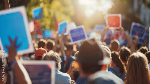 Wallpaper Mural An enthusiastic crowd holding campaign signs at a political rally. stock image, hd quality, natural look Torontodigital.ca