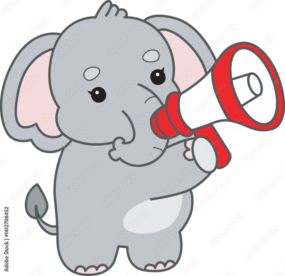 Obraz premium Cute Elephant vector icon. Funny baby Elephant animal series stock illustration. Life of fluffy Elephant designs.