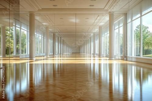 Wallpaper Mural Elegant, spacious, mirrored hall with large windows Torontodigital.ca