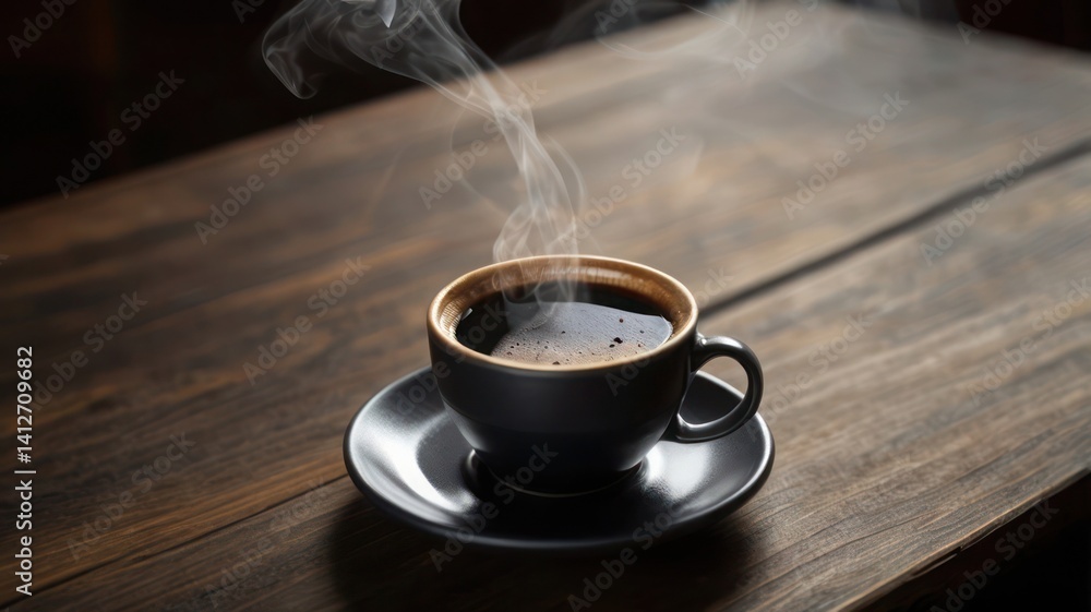 Obraz premium cup of coffee on wood table