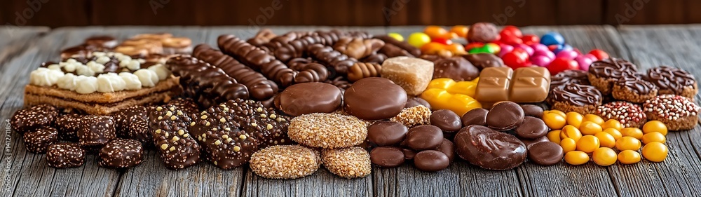 Assorted Candies on Wooden Table Assorted Candies on Wooden Table