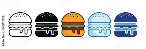 Burger Icon Set Multiple Style Collection