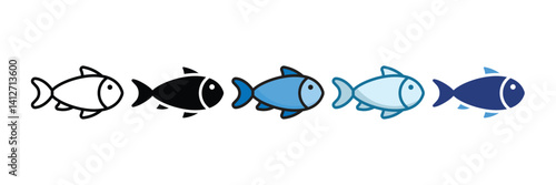 Fish Icon Set Multiple Style Collection