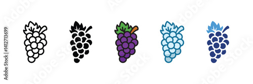 Grapes Icon Set Multiple Style Collection