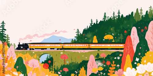 A vintage train gracefully ...