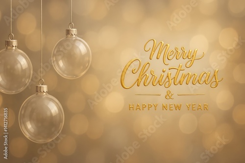 Decorative Christmas Ornaments Hang Against a Shimmering Golden Backdrop for ...