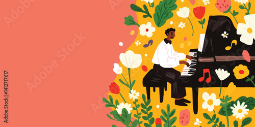 An animated scene of a musi...