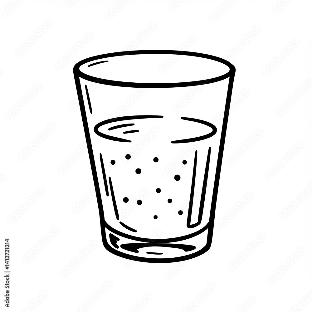 Glass of sparkling water in a minimalistic style Glass of sparkling water in a minimalistic style