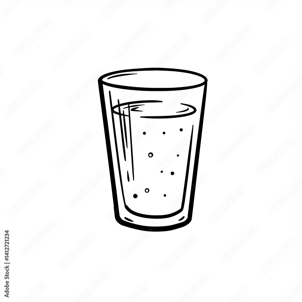 Glass of sparkling water with bubbles on a white background Glass of sparkling water with bubbles on a white background