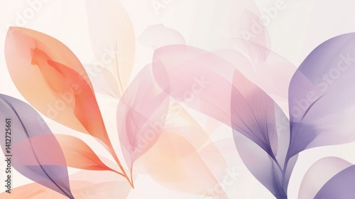 Wallpaper Mural Colorful and translucent leaves emerge softly from a tranquil background, creating an abstract and soothing visual experience ideal for design projects Torontodigital.ca
