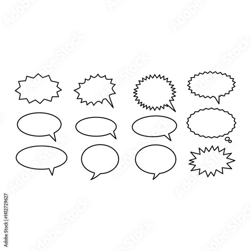 Comic style hand drawn speech bubbles set illustration