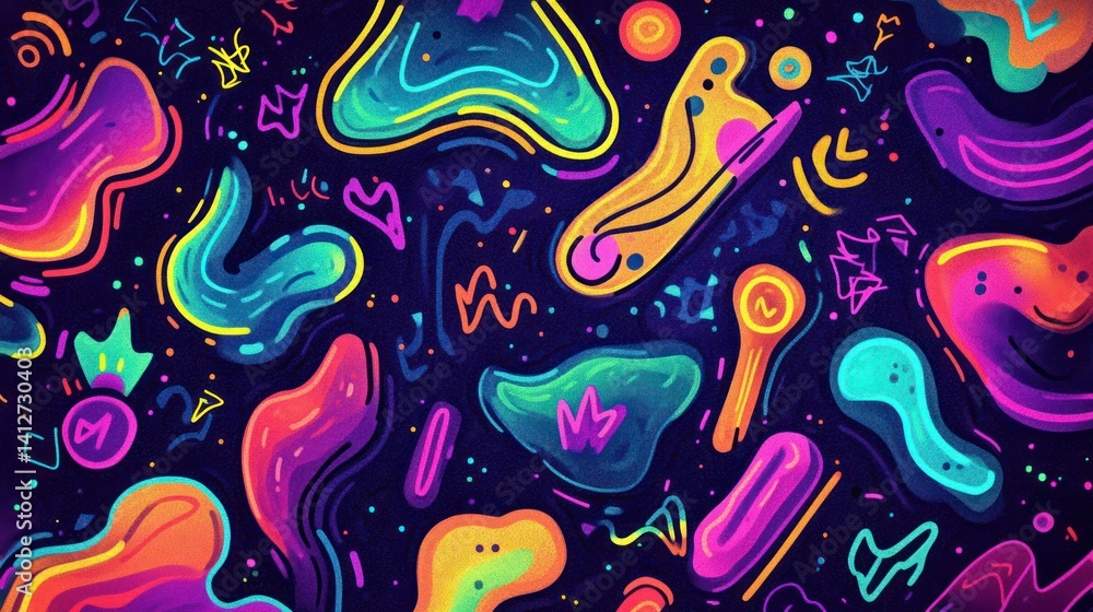Vibrant Abstract Doodle Art with Colorful Squiggles and Organic Shapes Vibrant Abstract Doodle Art with Colorful Squiggles and Organic Shapes