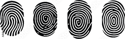 Abstract Types of Fingerprint Patterns for Identity Person Security ID on white Background for Design