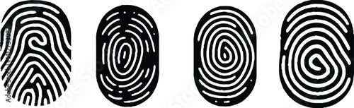 Collection of 4 fingerprint lock. Fingerprint vector illustration