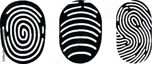 Collection of 3 Fingerprint lock. Fingerprint vector illustration
