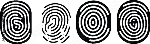 Collection of 4 fingerprint lock. Fingerprint vector illustration