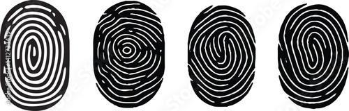 Collection of 4 fingerprint lock. Fingerprint vector illustration