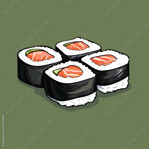sushi clip art, vector isolated in White Background