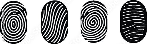 Collection of four Fingerprint lock. Fingerprint vector illustration