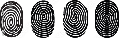 Collection of four Fingerprint lock. Fingerprint vector illustration