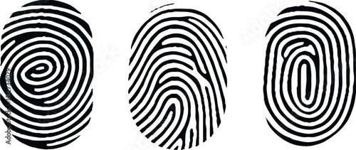 Collection of 3 Fingerprint lock. Fingerprint vector illustration