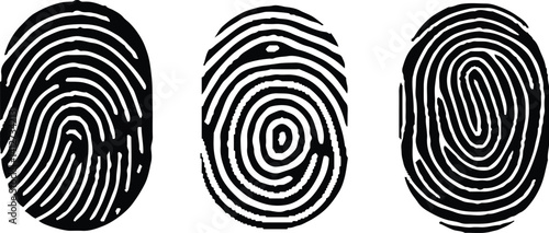 Collection of 3 Fingerprint lock. Fingerprint vector illustration
