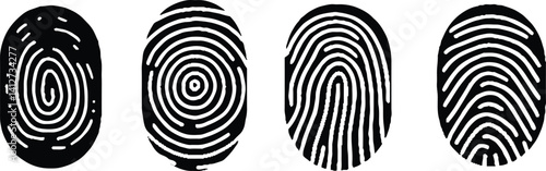 Collection of four Fingerprint lock. Fingerprint vector illustration