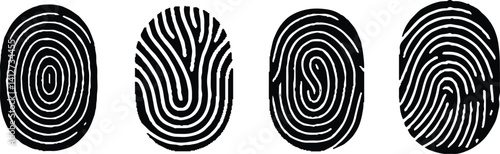 Fingerprint scanning icon. Black sign of identification