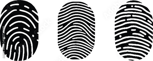 Collection of three Fingerprint lock. Fingerprint vector illustration