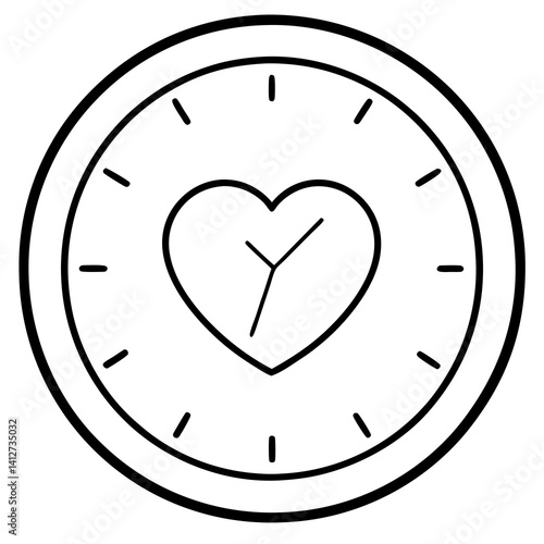 Minimalist Heart Clock Line Art Design