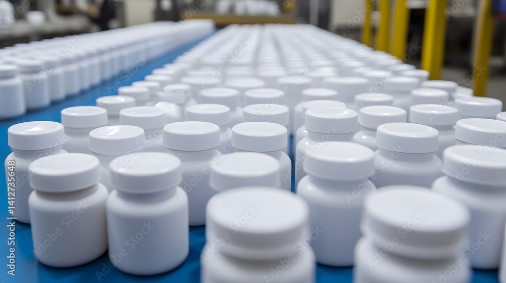 Plastic Bottles Being Sealed and Inspected in Manufacturing Line Plastic Bottles Being Sealed and Inspected in Manufacturing Line
