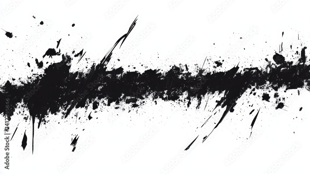 Obraz premium A striking black and white painting featuring bold brush strokes and intricate patterns, showcasing dynamic contrasts and textures that evoke a sense of depth and emotion.