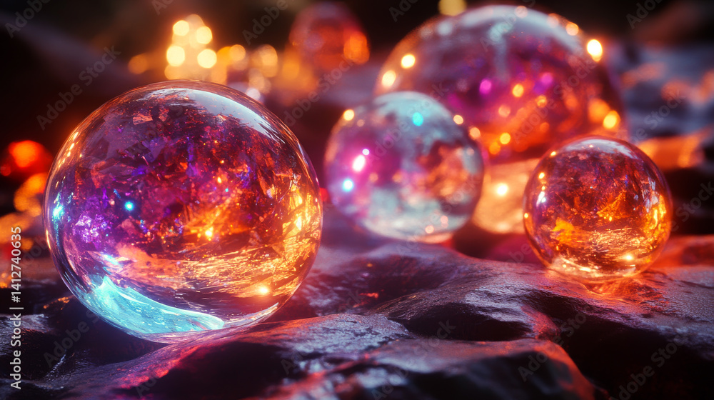 Magical Mystic luminous Crystal ball. Future reading with Magic and sorcery. Divination concept. The spiritual seance.