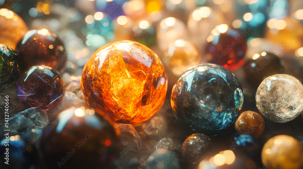 Magical Mystic luminous Crystal ball. Future reading with Magic and sorcery. Divination concept. The spiritual seance.