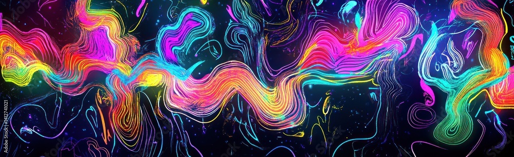 Fototapeta Vibrant Abstract Doodle Art: A Symphony of Colorful Squiggles and Lines