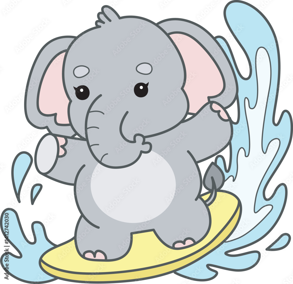 Naklejka premium Cute Elephant vector icon. Funny baby Elephant animal series stock illustration. Life of fluffy Elephant designs.