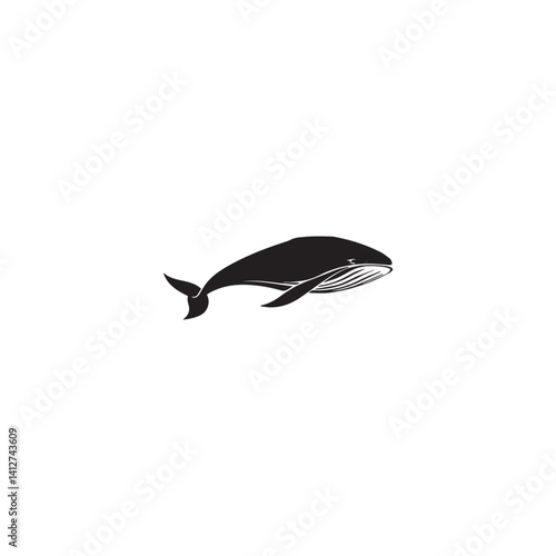 image of a whale from the side, logo, black and white, graphics, vector

