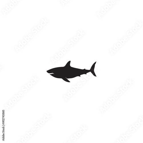 image of a shark from the side, logo, black and white, graphics, vector
