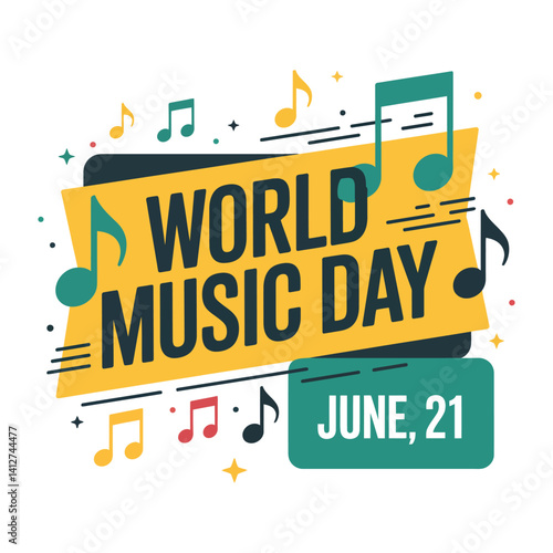Minimalist Vector for World Music Day 21 June.
