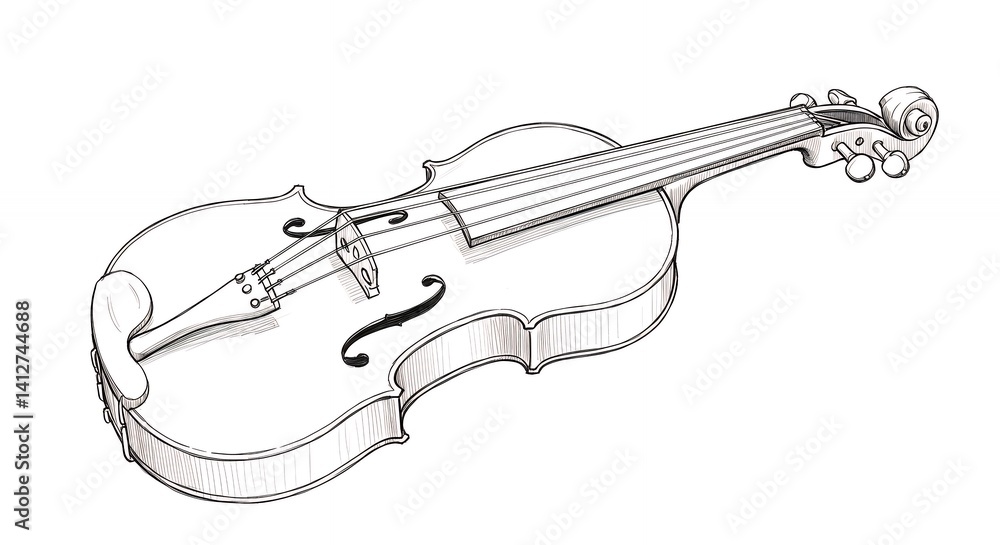 Obraz premium Simple line drawing of a violin